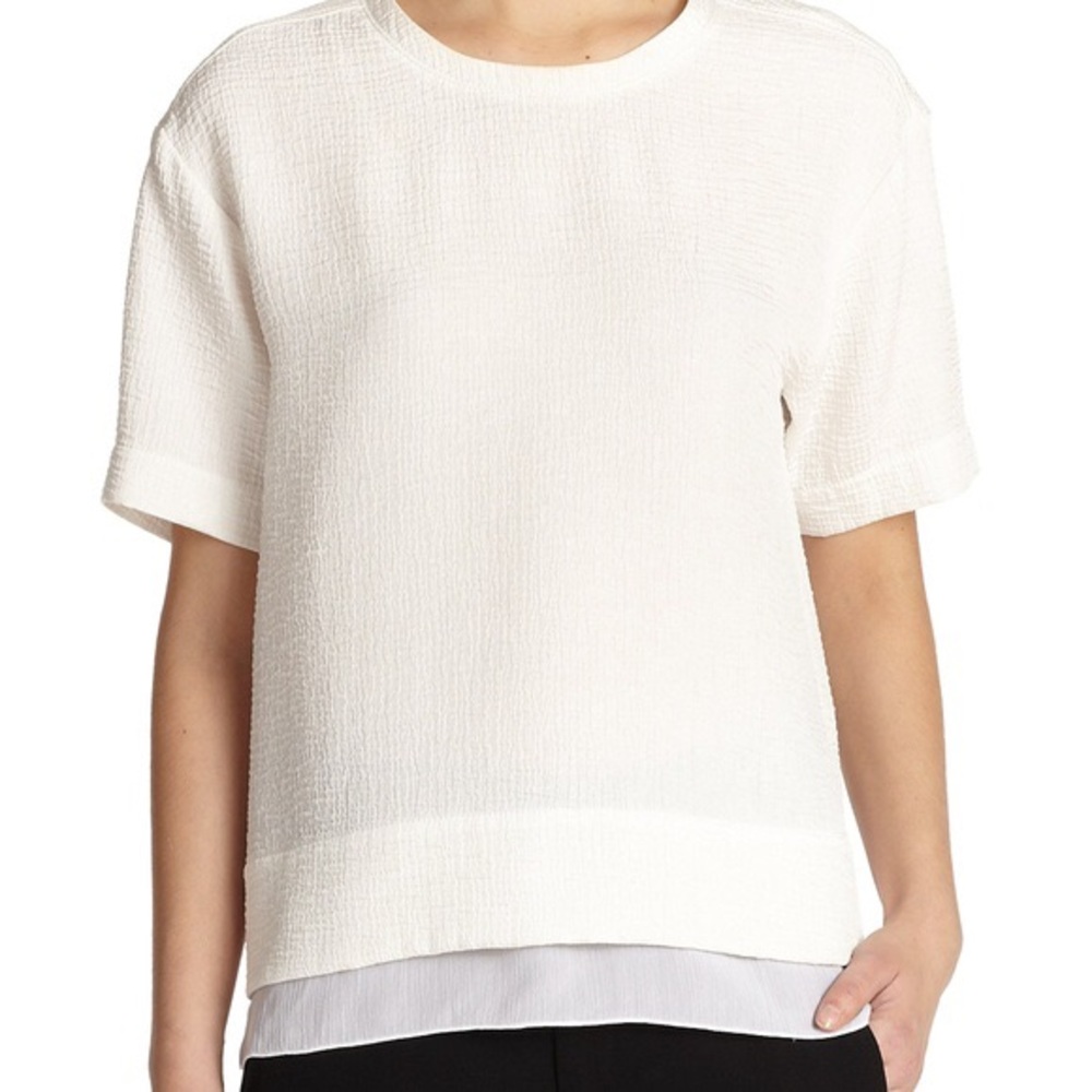 Helmut Lang Tissue Textured Silk Tee